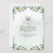 LeahG Greenery Eucalyptus Gold Wedding Invite QR C Kaart (Achterkant)