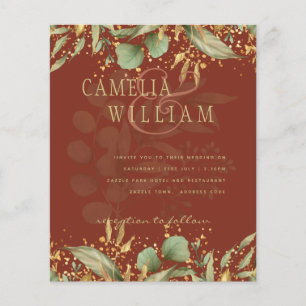 LeahG Greenery Gold Wedding Invite MANY COLORS Flyer