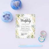 LeahG Greenery Gold Wedding QR CODE RSVP INVITE Flyer (Enkel)