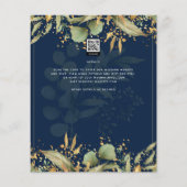 LeahG Greenery Leaves Blue Gold Wedding Invite Flyer (Achterkant)