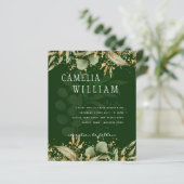 LeahG Greenery Leaves Green Gold Wedding Invite (Staand voorkant)