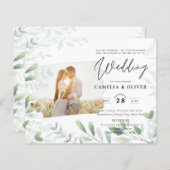 LeahG Greenery Leaves PHOTO OVERLAY Wedding Invive (Voorkant / Achterkant)