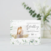 LeahG Greenery Leaves PHOTO OVERLAY Wedding Invive (Staand voorkant)