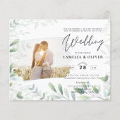 LeahG Greenery Leaves PHOTO OVERLAY Wedding Invive (Voorkant)