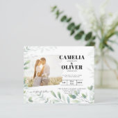 LeahG Greenery Leaves PHOTO OVERLAY Wedding Invive (Staand voorkant)