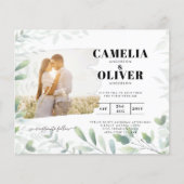 LeahG Greenery Leaves PHOTO OVERLAY Wedding Invive (Voorkant)