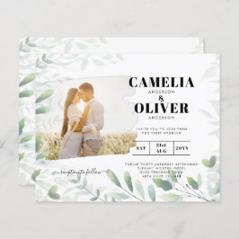 LeahG Greenery Leaves PHOTO OVERLAY Wedding Invive