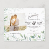 LeahG Greenery Leaves PHOTO OVERLAY Wedding Invive (Voorkant)