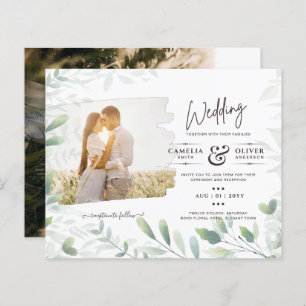 LeahG Greenery Leaves PHOTO OVERLAY Wedding Invive