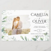 LeahG Greenery Leaves PHOTO OVERLAY Wedding Invive Flyer (Voorkant)