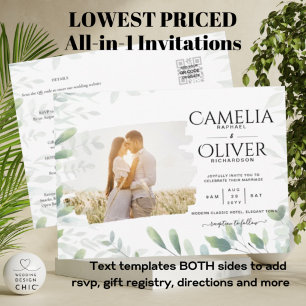 LeahG Greenery Leaves PHOTO OVERLAY Wedding Invive Flyer