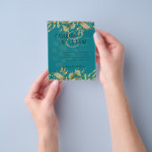 LeahG Greenery Zee Glass Blauwgroen Gold Wedding I Flyer (Hand)
