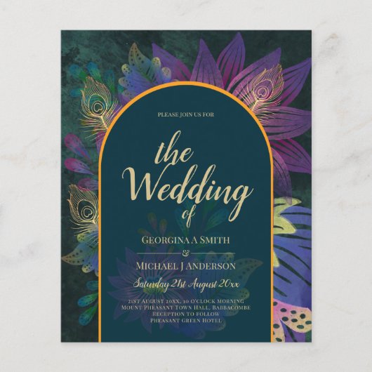 LeahG Groen Paars Goud JEWEL TONES Trouw UITNODIGI (Voorkant)