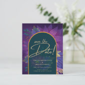 LeahG Groen Paars Goud JEWEL TONES Trouw UITNODIGI (Staand voorkant)