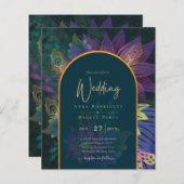LeahG Groen Paars Goud JEWEL TONES Trouw UITNODIGI (Voorkant / Achterkant)