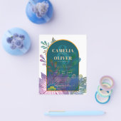 LeahG Groen Paars Goud JEWEL TONES Trouw UITNODIGI Flyer (Enkel)