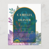 LeahG Groen Paars Goud JEWEL TONES Trouw UITNODIGI Flyer (Voorkant)