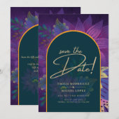 LeahG Groen Paars Goud JEWEL TONES Trouw UITNODIGI Kaart (Voorkant / Achterkant)