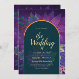 LeahG Groen Paars Goud JEWEL TONES Trouw UITNODIGI Kaart