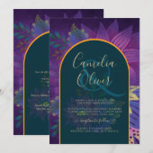 LeahG Groen Paars Goud JEWEL TONES Trouw UITNODIGI Kaart (Voorkant / Achterkant)