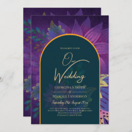 LeahG Groen Paars Goud JEWEL TONES Trouw UITNODIGI Kaart