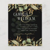 LeahG Groene Bladeren Zwarte Gouden Trouw Uitnodig Flyer (Voorkant)