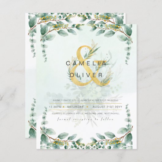 LeahG Groene planten Eucalyptus Gouden Trouw Uitno (Voorkant / Achterkant)