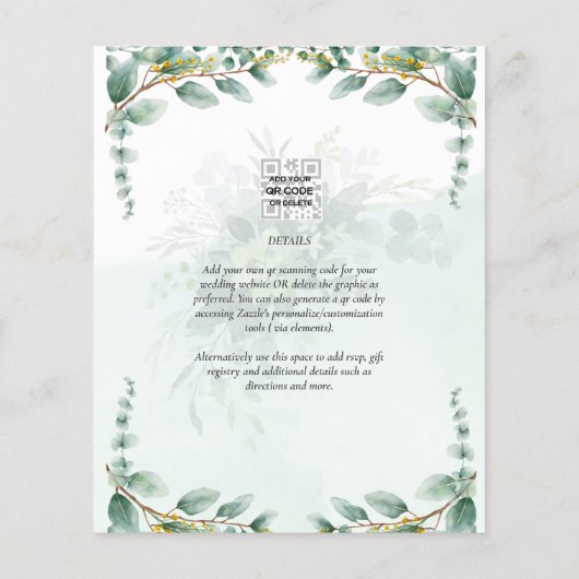 LeahG Groene planten Eucalyptus Gouden Trouw Uitno Flyer (Achterkant)