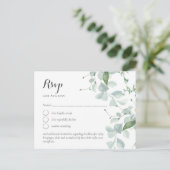 LeahG Groene Themahuwelijk RSVP Briefkaart (Staand voorkant)