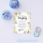 LeahG Groenery Gouden Huwelijks-uitnodiging met QR Flyer (Enkel)