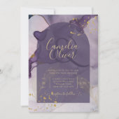 LeahG Ink Ombre Paars Lavendel Goud Trouwring Kaart (Voorkant)