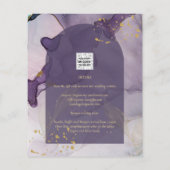 LeahG Ink Ombre Paars Lavender Gold Wedding Flyer (Achterkant)