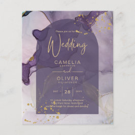 LeahG Ink Ombre Paars Lavender Gold Wedding Flyer