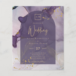 LeahG Ink Ombre Paars Lavender Gold Wedding Flyer