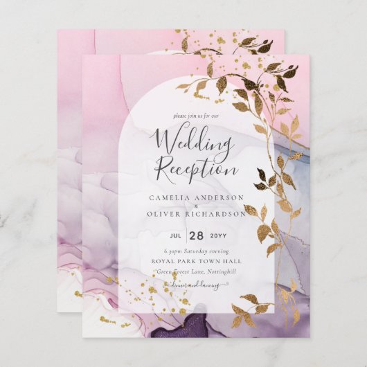 LeahG Ink Ombre Paars Pink Pink Gold Wedding (Voorkant / Achterkant)