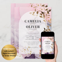 LeahG Ink Ombre Paars Pink Pink Gold Wedding