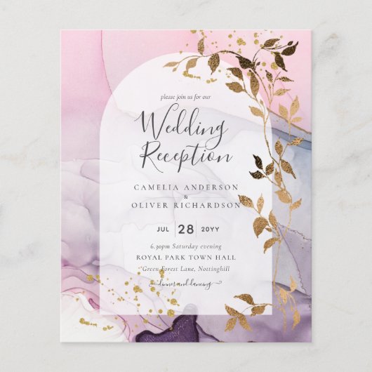 LeahG Ink Ombre Paars Roze Roze Goud Trouwdag Flyer (Voorkant)