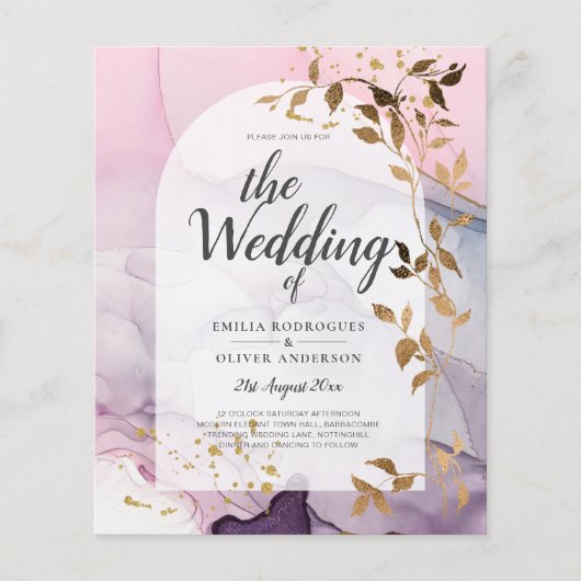 LeahG Ink Ombre Paars Roze Roze Goud Trouwring Flyer (Voorkant)