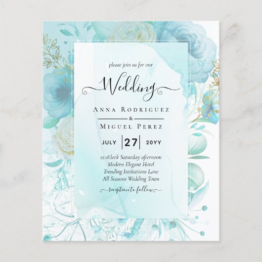 LeahG INK Zee Glas Turkoois Aqua Abstract UITNODIG Flyer (Voorkant)