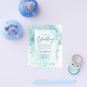 LeahG INK Zee Glas Turkoois Aqua Abstract UITNODIG Flyer (Enkel)