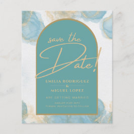 LeahG INK Zee Glas Turkoois Goud UITNODIGING Flyer