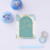 LeahG INK Zee Glas Turkoois Teal Goud UITNODIGING Flyer (Enkel)