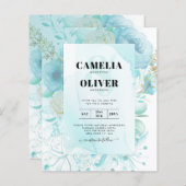 LeahG INK Zee Glas Turquoise Aqua Abstract UITNODI (Voorkant / Achterkant)