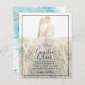 LeahG INK Zee Glas Turquoise Aqua Abstract UITNODI (Voorkant / Achterkant)