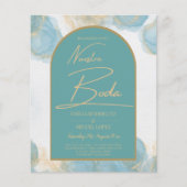 LeahG INK Zee Glas Turquoise Groen Goud UITNODIGIN (Voorkant)