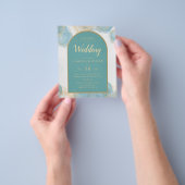 LeahG INK Zee Glas Turquoise Teal Goud UITNODIGING Flyer (Hand)