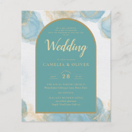 LeahG INK Zee Glas Turquoise Teal Goud UITNODIGING Flyer