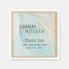 LeahG INK Zee Glass Blauwgroen Gold Wedding Servet