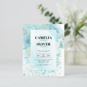 LeahG INK Zee Glass Turquoise Aqua Abstract INVITE (Staand voorkant)