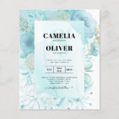LeahG INK Zee Glass Turquoise Aqua Abstract INVITE (Voorkant)
